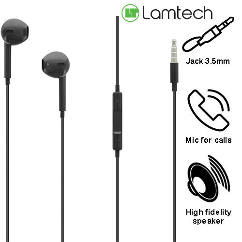 LAMTECH HANDSFREE STEREO 3,5mm JACK WITH MIC BLACK