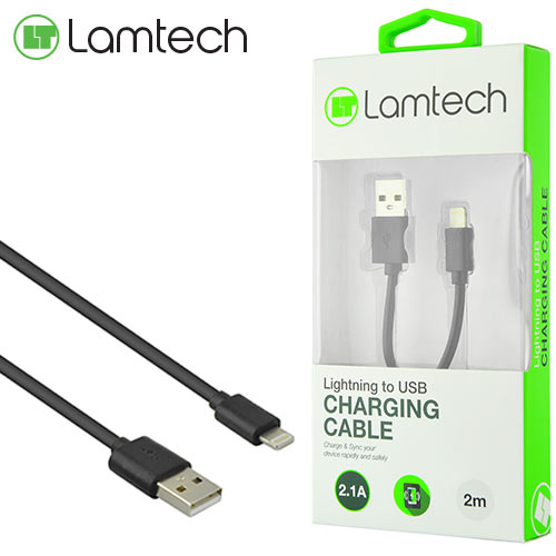 LAMTECH CHARGING & DATACABLE LIGHTNING 2m BLACK