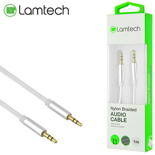 LAMTECH AUDIOCABLE BRAIDED 1m 3.5mm to 3.5mm SILVER