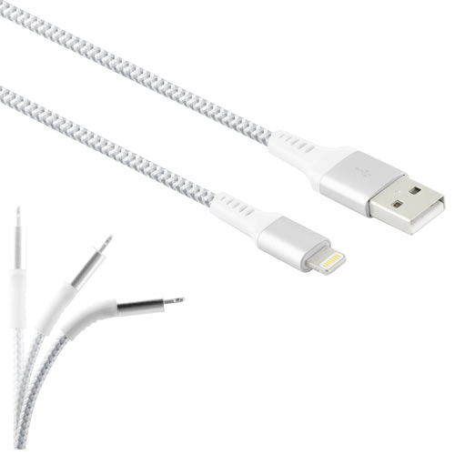 LAMTECH LIGHTNING TO USB HIGH QUALITY UNBREAKABLE CABLE SILVER 2M