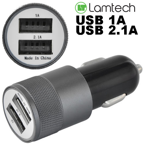 LAMTECH 2xUSB 2,4A CAR CHARGER FOR MOBILE PHONES BLACK