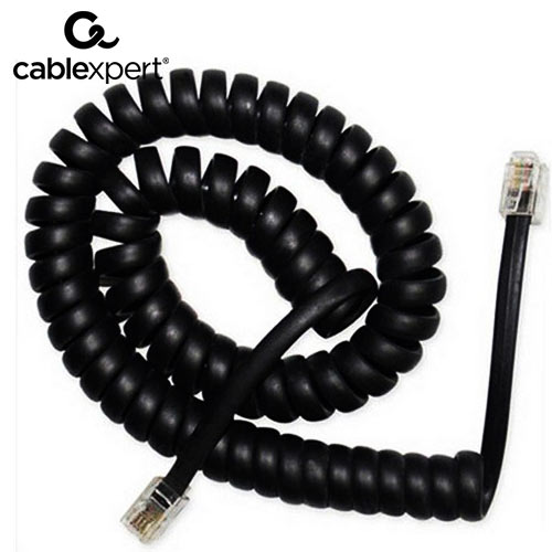 CABLEXPERT TELEPHONE HANDSET SPIRAL CORD RJ10 (4P4C) 2m BLACK