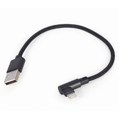 CABLEXPERT ANGLED 8-PIN USB CHARGING & DATA CABLE 0.2M BLACK