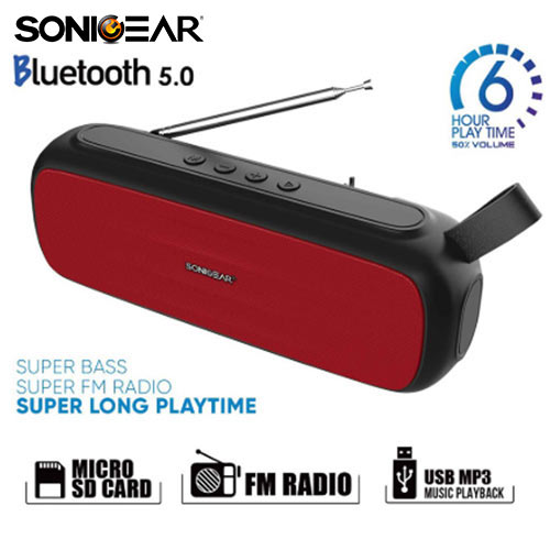 SONIC GEAR BLUETOOTH 5.0 SUPER BASS FM RADIO B.RED