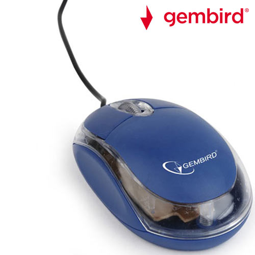 GEMBIRD WIRED USB OPTICAL MOUSE BLUE/TRANSPARENT