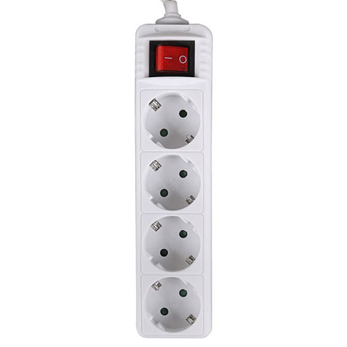 LAMTECH POWER STRIP WITH SWITCH 4 OUTLETS WHITE 1.5M