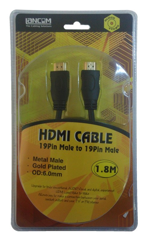 AV542-H19G-1.8F . HDMI CABLE 19pin M/M with filter