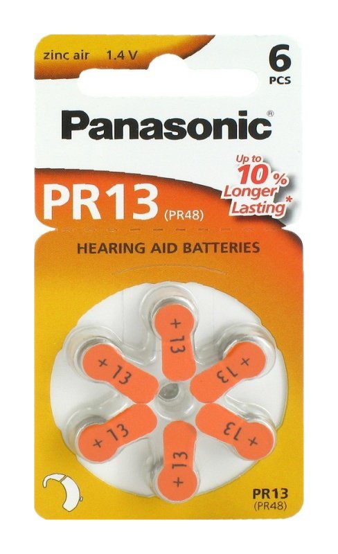 PAN-PR13L-6 . Panasonic PR13 μπαταρίες Zinc Air 1,4V 6τμχ