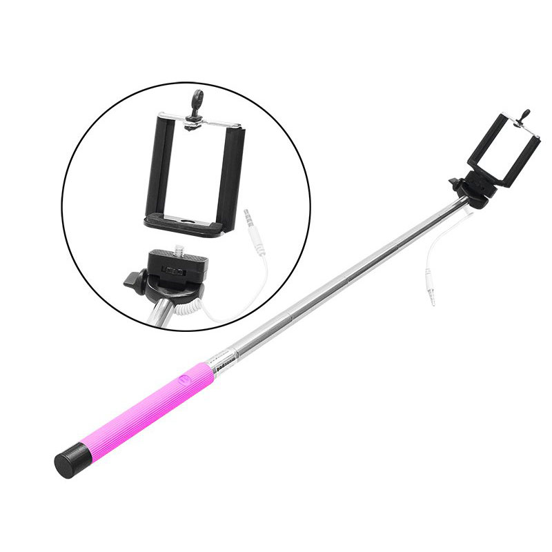 DM-79-116 . Selfie Stick 3.5mm Jack Ροζ