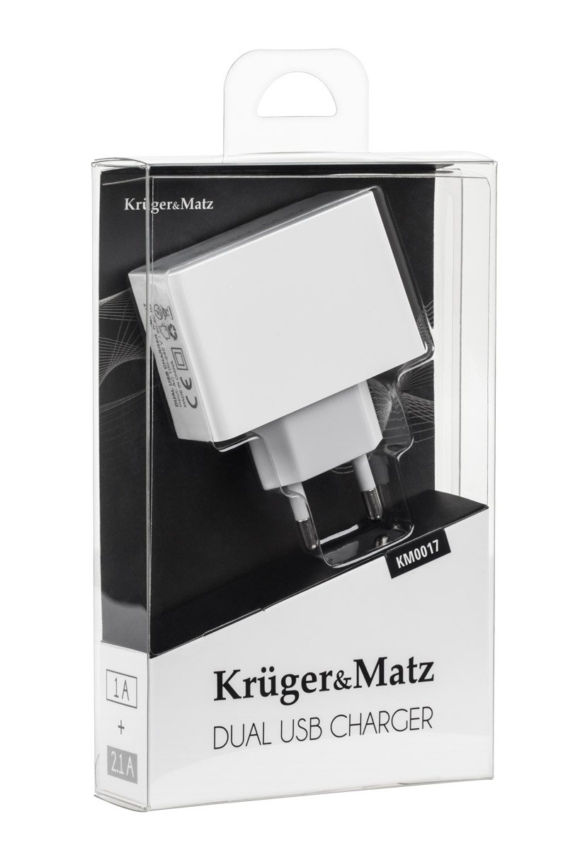 KM0017 . Φορτιστής 2xUSB 2.1A & 1A με Καλώδιο microUSB Kruger&Matz