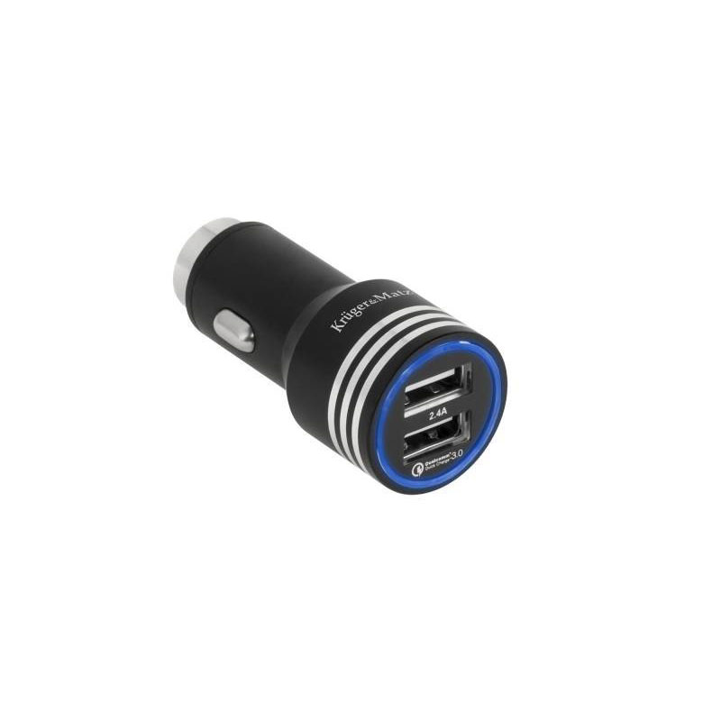 KM0212 . Φορτιστής αυτοκινήτου USB 2 θυρών Quick Charge 3.0 Kruger&Matz