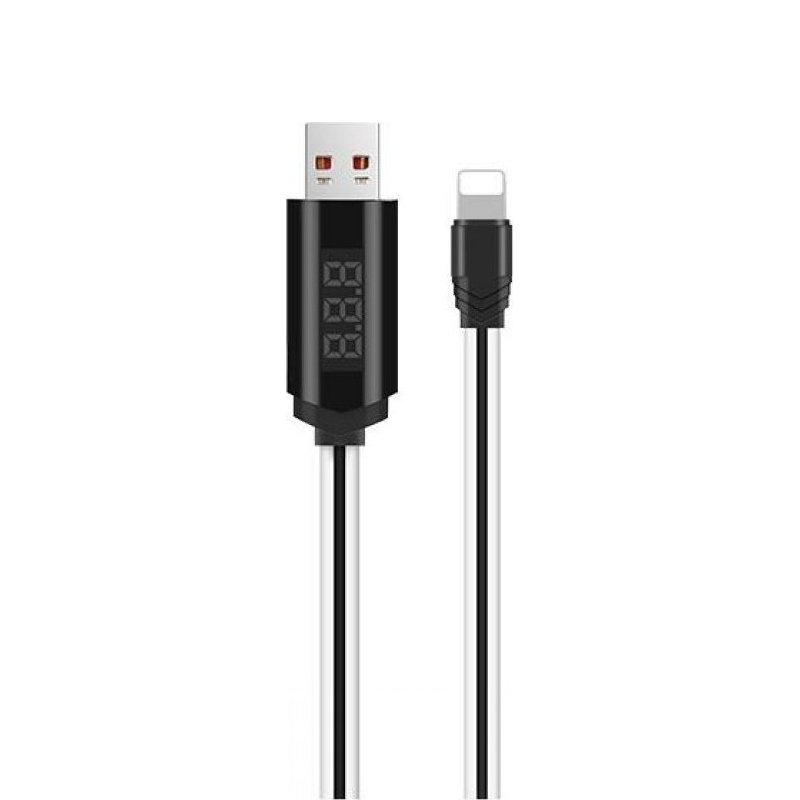 H-2943 . Καλωδιο USB - Lightning με Οθονη 1.2m HOCO U29 Λευκό