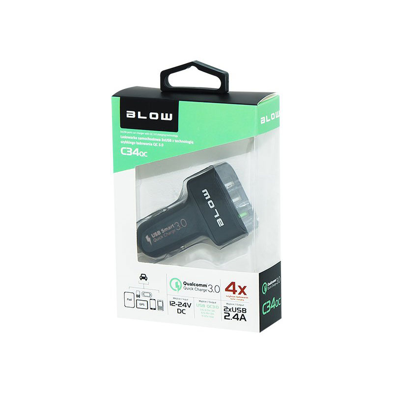 DM-75-748 . Φορτιστής αυτοκινήτου 3xUSB Quick Charge 3.0 BLOW