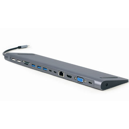CABLEXPERT USB TYPE-C 9-IN-1 MULTIPORT ADAPTER (USB HUB + HDMI + VGA + PD + CARD READER + LAN + 3.5MM)