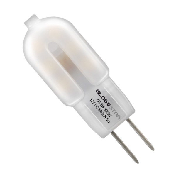 Λάμπα LED G4 3W 12V 290lm 320° Ψυχρό Λευκό 6000k GloboStar 07426