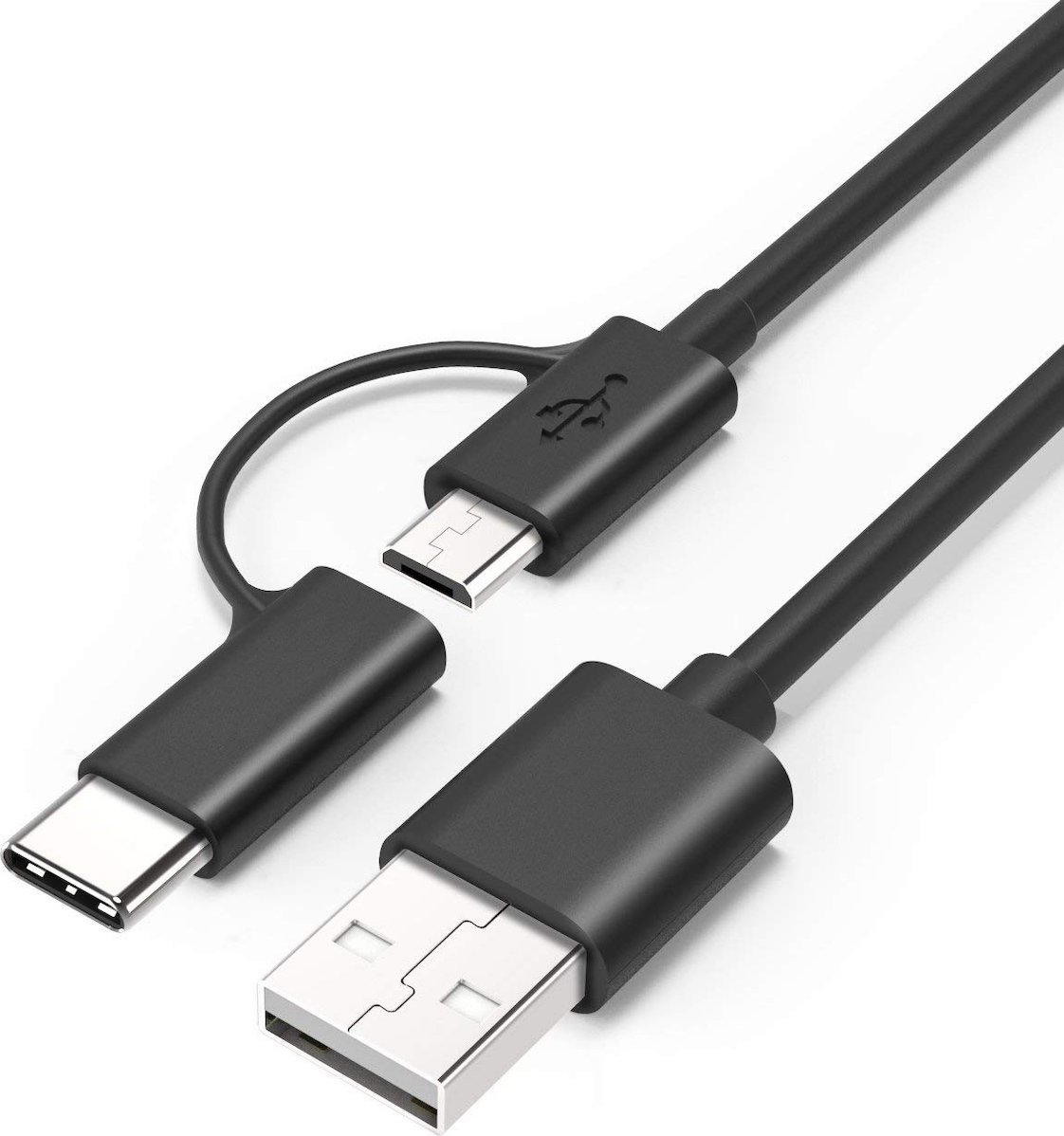 POWERTECH Καλώδιο USB 2.0(A) σε USB Micro & Type-C, 1.5m, μαύρο CAB-U107