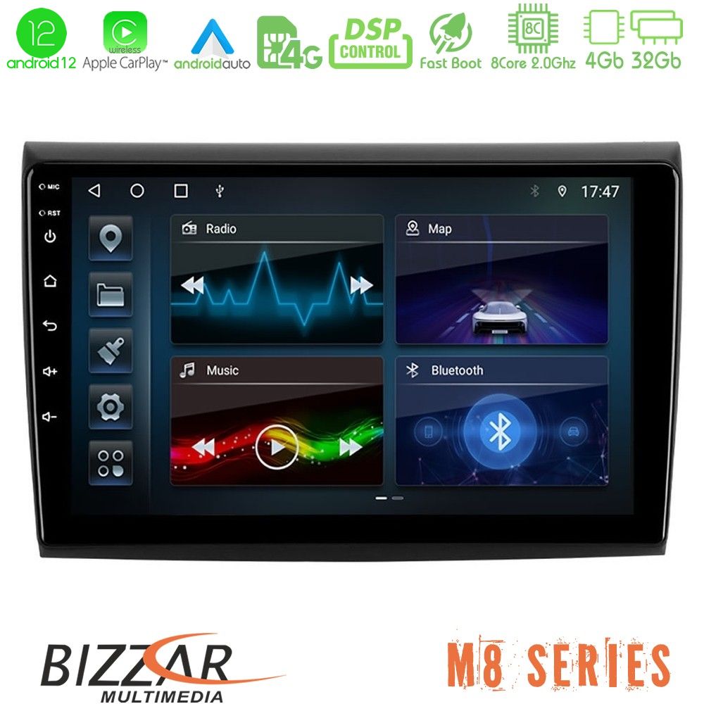 Bizzar m8 Series Fiat Bravo 8core Android13 4+32gb Navigation Multimedia Tablet 9 u-m8-Ft724