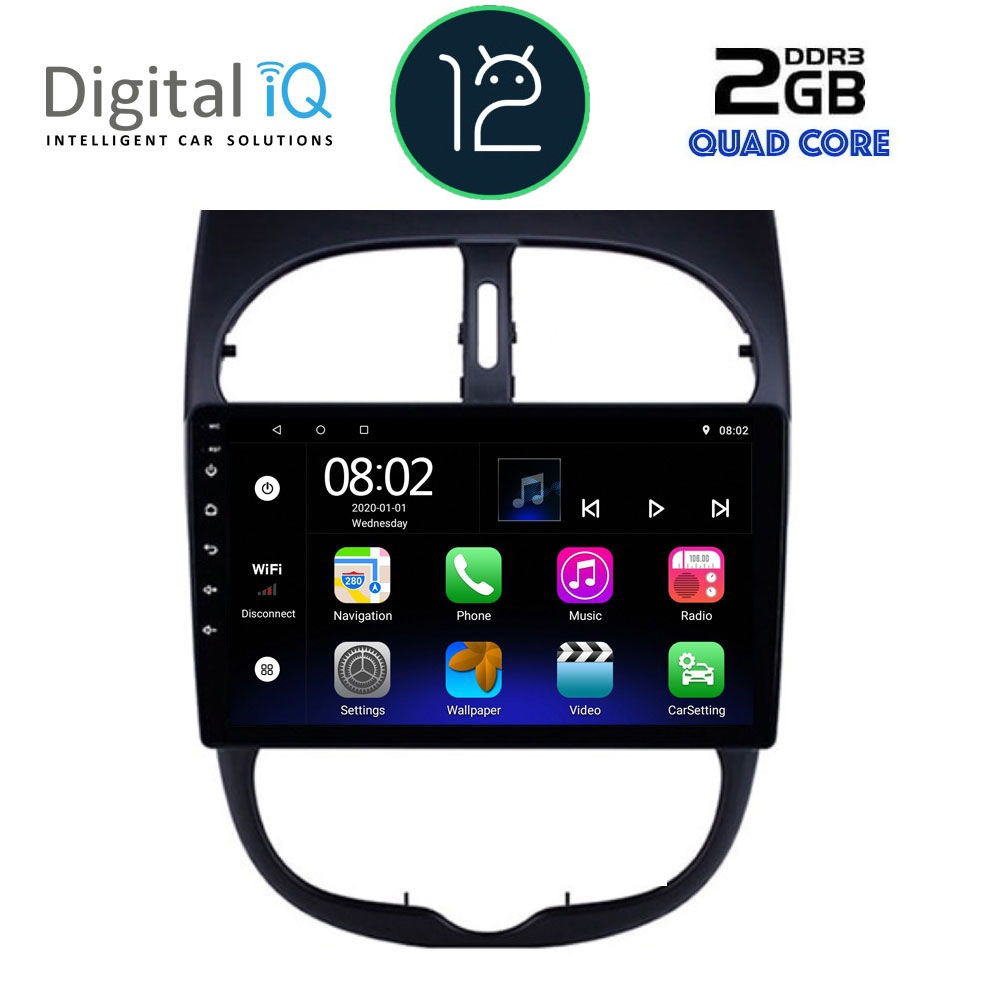 DIGITAL IQ RTB 2506_GPS (9inc) MULTIMEDIA TABLET OEM PEUGEOT 206 mod. 1998-2006