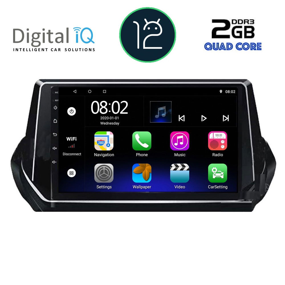 DIGITAL IQ RTB 2509_GPS (9inc) MULTIMEDIA TABLET OEM PEUGEOT 208 - 2008 mod. 2021&gt;