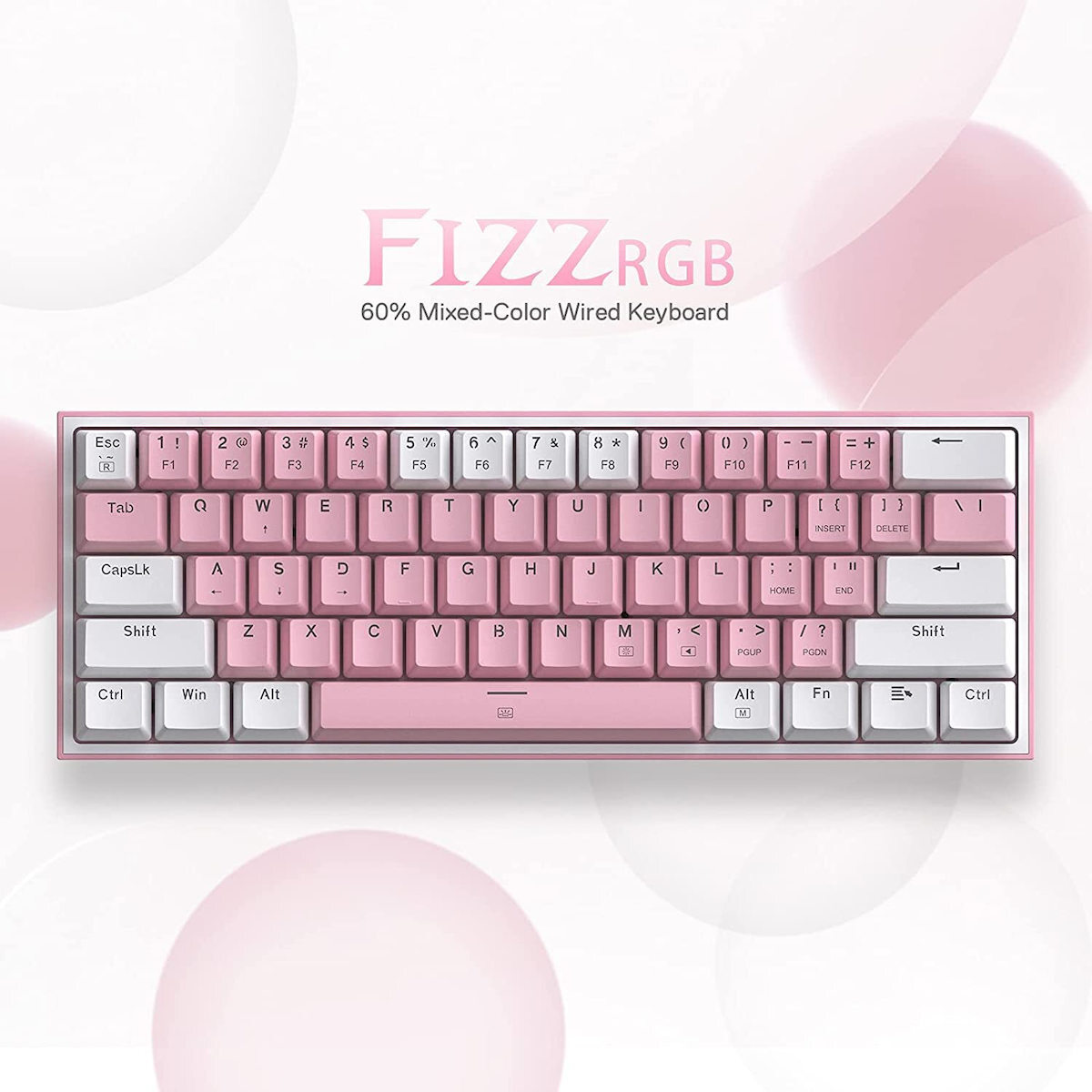 Gaming πληκτρολόγιο - Redragon K617 Fizz (Pink/White)