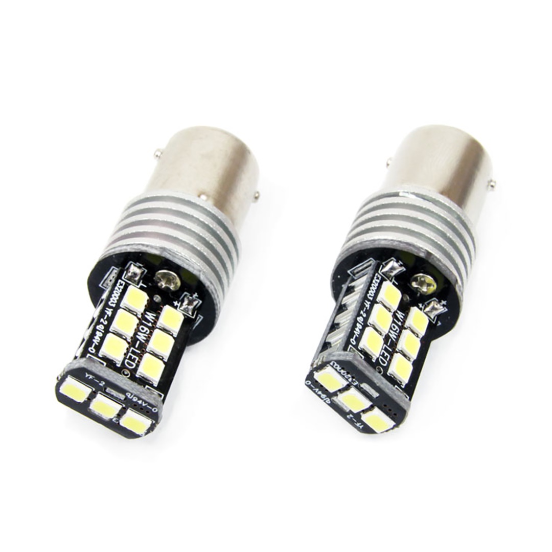 01293/AM P21W 1156 12-24V 7.5W 6.000K 800lm ΛΑΜΠΑ LED CANBUS 15SMD 2835 AMiO - 2 ΤΕΜ.