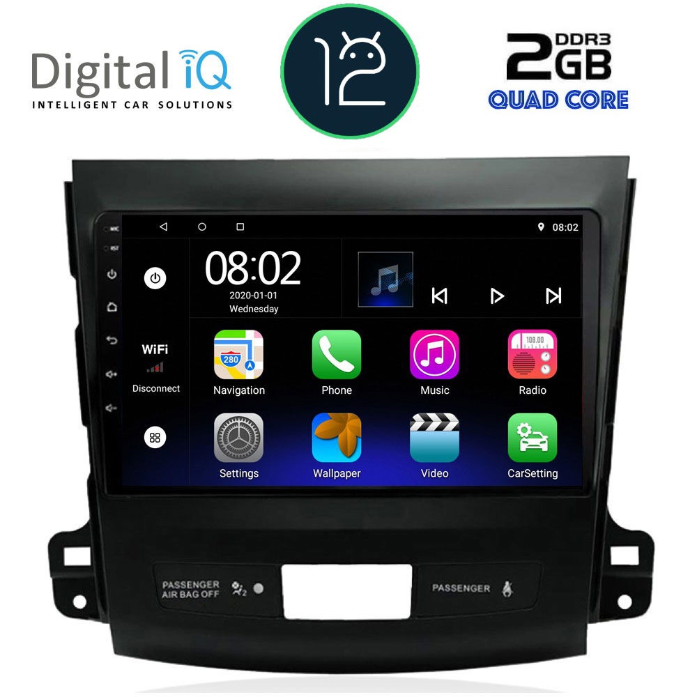 DIGITAL IQ RTB 2442_GPS (9inc) MULTIMEDIA TABLET OEM CITROEN C-CROSSER | MITSUBISHI OUTLANDER | PEUGEOT 4007 mod. 2006-2012