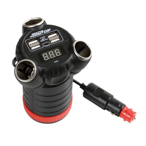 L3892.6/T ΑΝΤΑΠΤΟΡΑΣ ΑΝΑΠΤΗΡΑ 12/24/36V ΤΡΙΠΛΟΣ ΜΕ 4 USB+ΒΟΛΤΟΜΕΤΡΟ MULTI POWER CUP ΜΕ ΚΑΛΩΔΙΟ 80cm