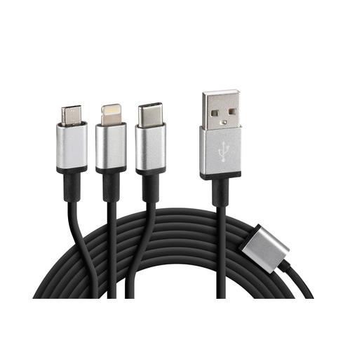 L3884.7/T ΚΑΛΩΔΙΟ USB ΦΟΡΤΙΣΗΣ CERBERO 100 cm (3 ΑΝΤΑΠΤΟΡΕΣ TYPE C/APPLE/MICRO USB - 8 PIN) SILVER LINE