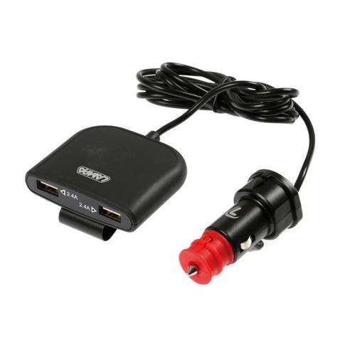 L3888.3/T ΦΟΡΤΙΣΤΗΣ ΑΝΤΑΠΤΟΡΑΣ ΑΝΑΠΤΗΡΑ 4USB 12/24V ΜΕ ΚΑΛΩΔΙΟ 180cm 7800mA FAST CHARGE EXTENDER