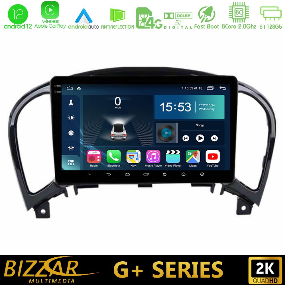 Bizzar g+ Series Nissan Juke 8core Android12 6+128gb Navigation Multimedia Tablet 9