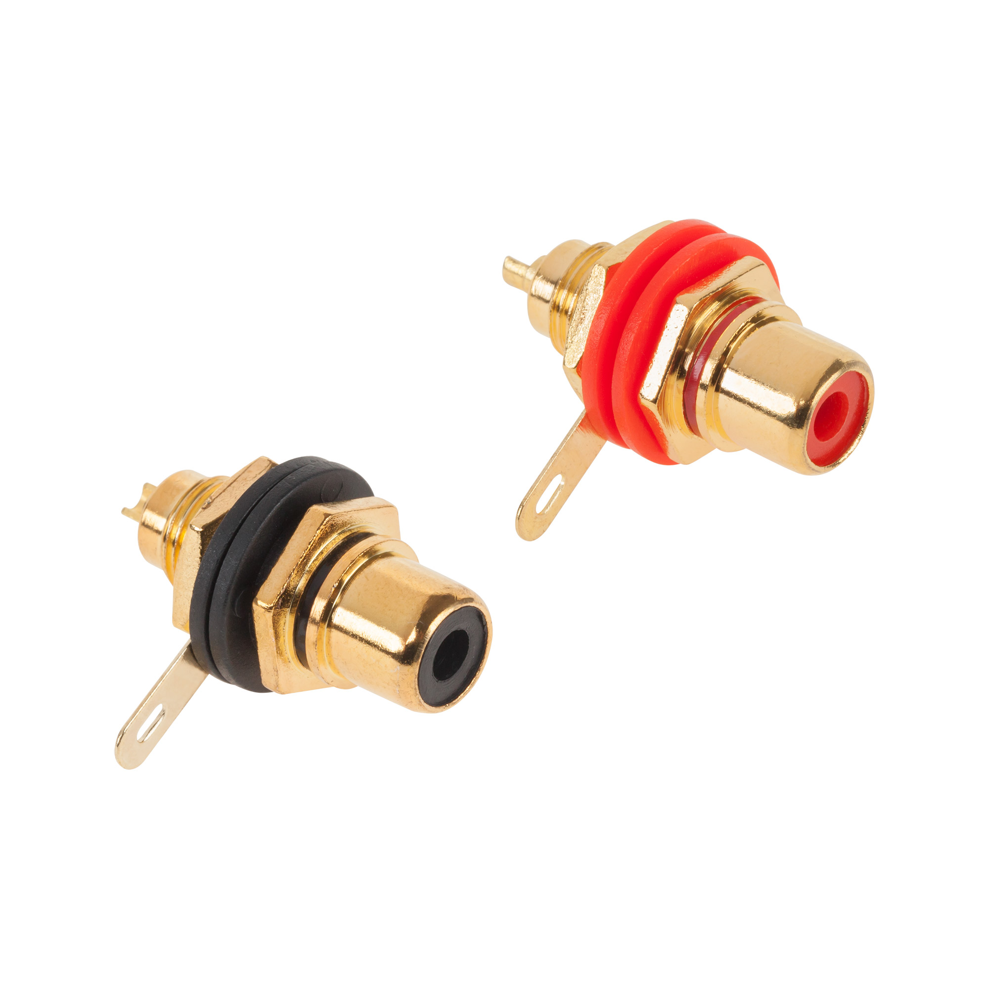 DM-0081Z . Connectors RCA σασί HQ ζεύγος μαύρο-κόκκινο Cabletech