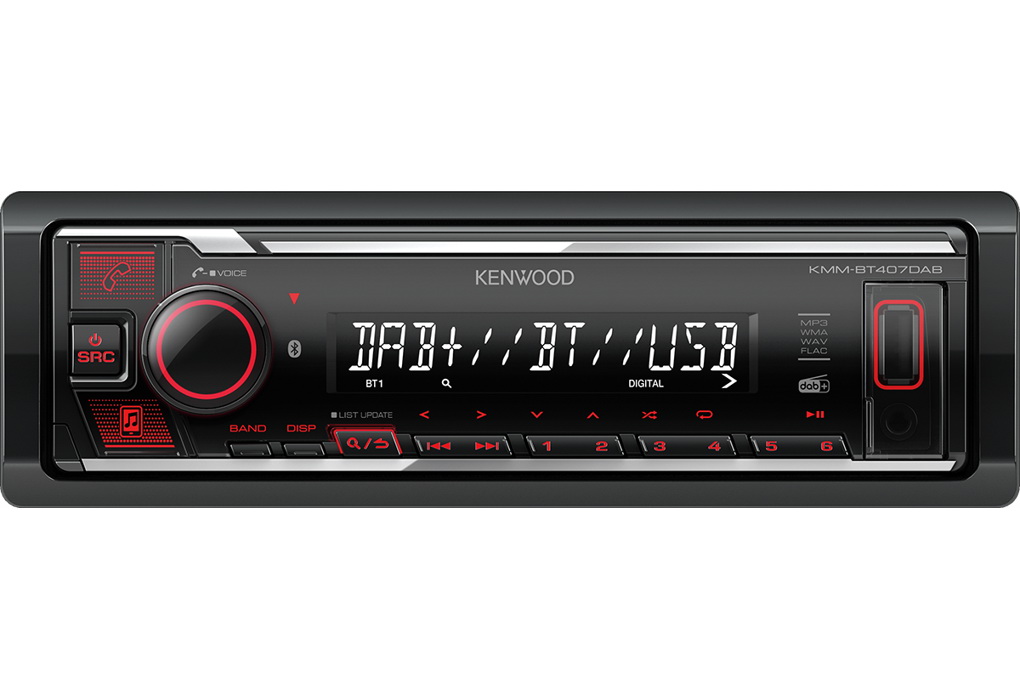 Kenwood KMM-BT407DAB Digital Media Receiver with Bluetooth &amp; Digital Radio DAB+ built-in.