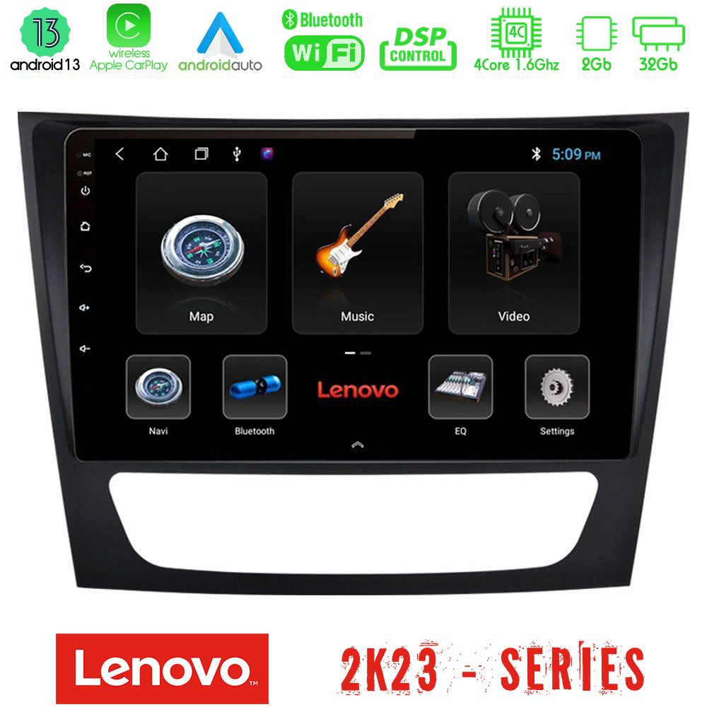 Lenovo car pad Mercedes e Class / cls Class 4core Android 13 2+32gb Navigation Multimedia 9 u-len-Mb0760