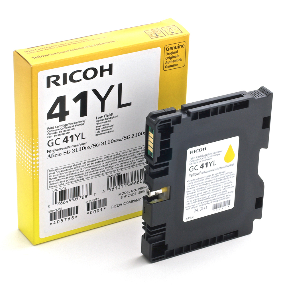 RICOH GC 41YL GEL INK YELLOW 600p (GC-41YL) (405768) (RICGC41YL)