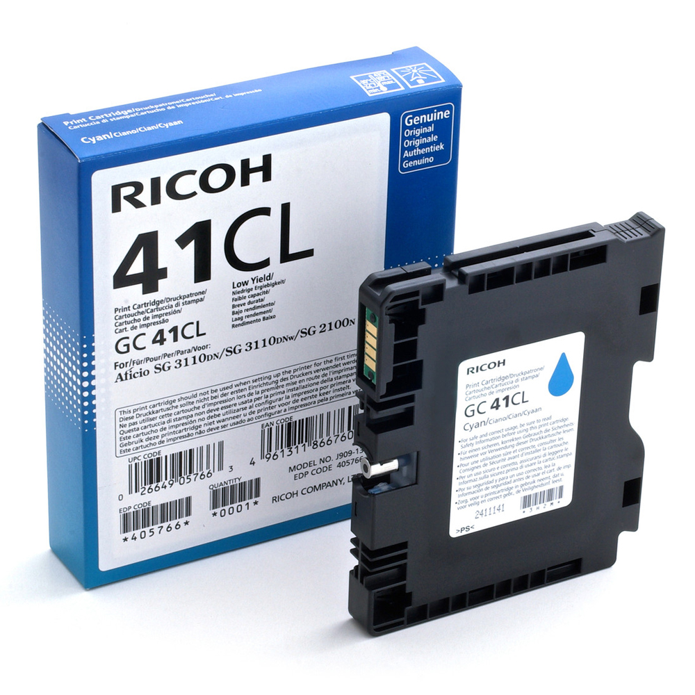 RICOH GC 41CL GEL INK CYAN 600p (GC-41CL) (405766) (RICGC41CL)