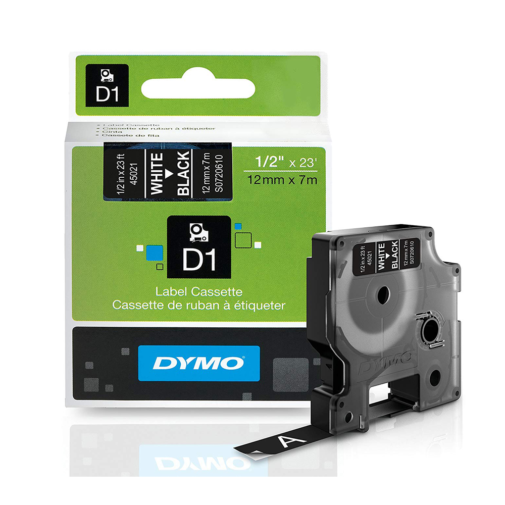 Ταινία Ετικετογράφου DYMO D1 S0720610 12mmX7m (Λευκό/Μαύρο) (S0720610) (DYMO45021)