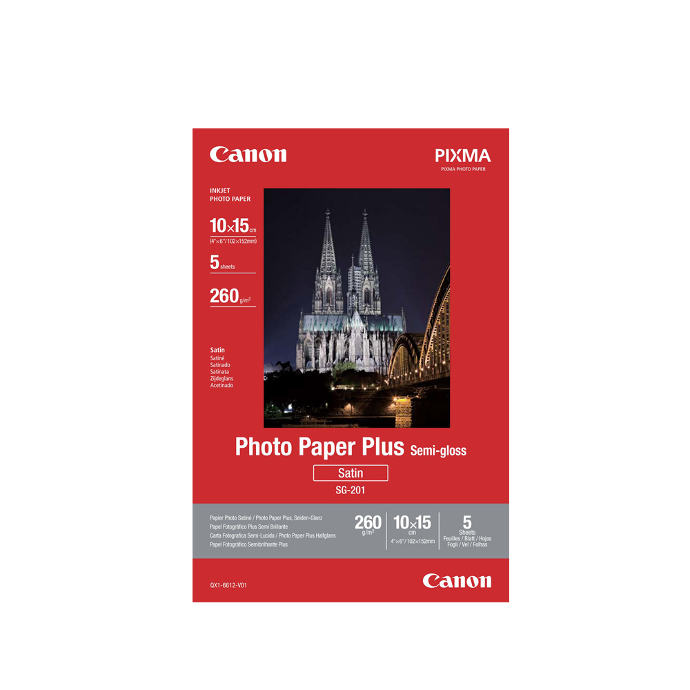 Canon Φωτογραφικό Χαρτί Semi-Gloss 10 x15cm 260g/m²5 φύλλα (1686B072) (CAN-SG201)