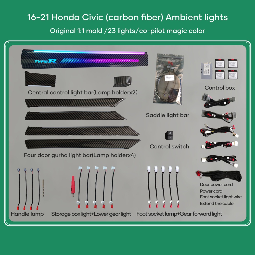 DIQ AMBIENT HONDA CIVIC mod.2016-2021 (Digital iQ Ambient Light Honda Civic mod. 2016-2021, 21 Lights)