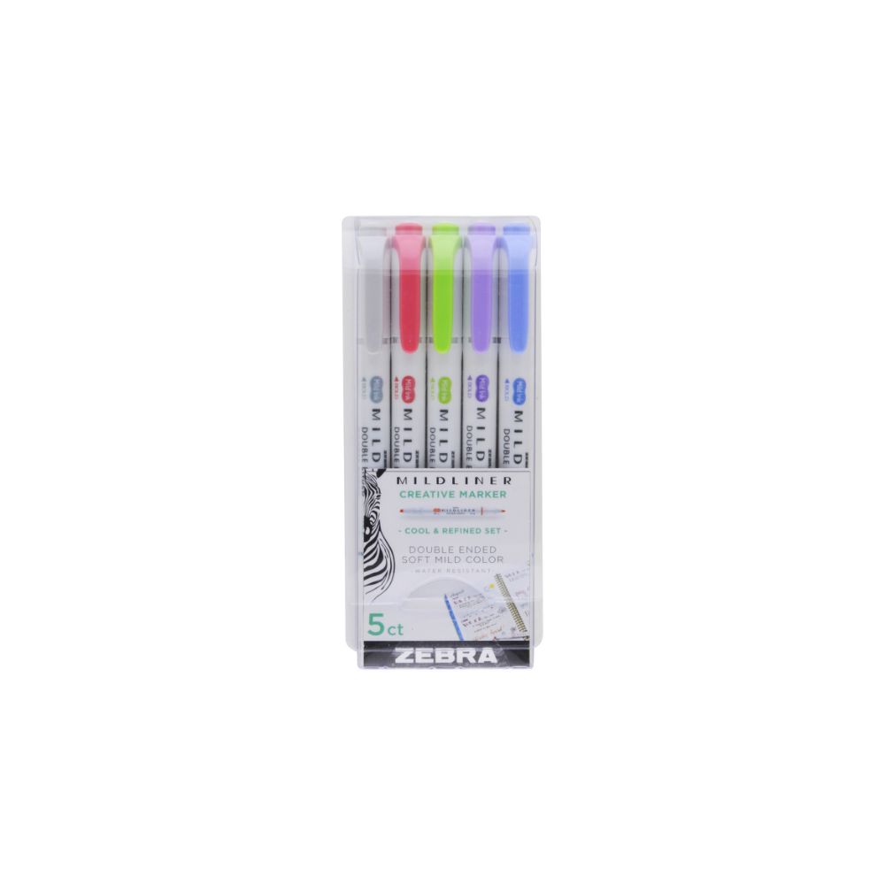 Zebra Mildliner Double Ended Marker Bold & Fine Point 5 Pack Cool & Refined Set (ZB-78205) (ZEB78205)