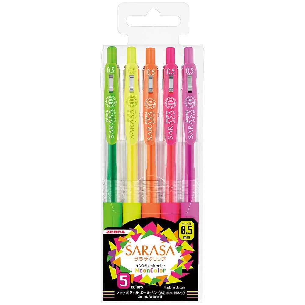 Zebra Sarasa Clip 0.5 Neon Color 5 Color Pen Set (ZB-69440) (ZEB69440)