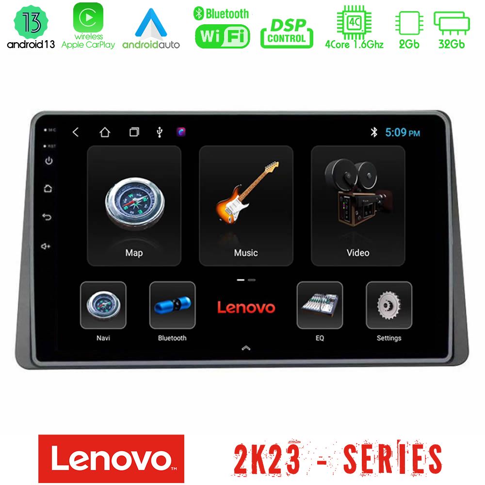 Lenovo car pad Dacia Duster 2019-&Gt; 4core Android 13 2+32gb Navigation Multimedia Tablet 9 u-len-Dc0628
