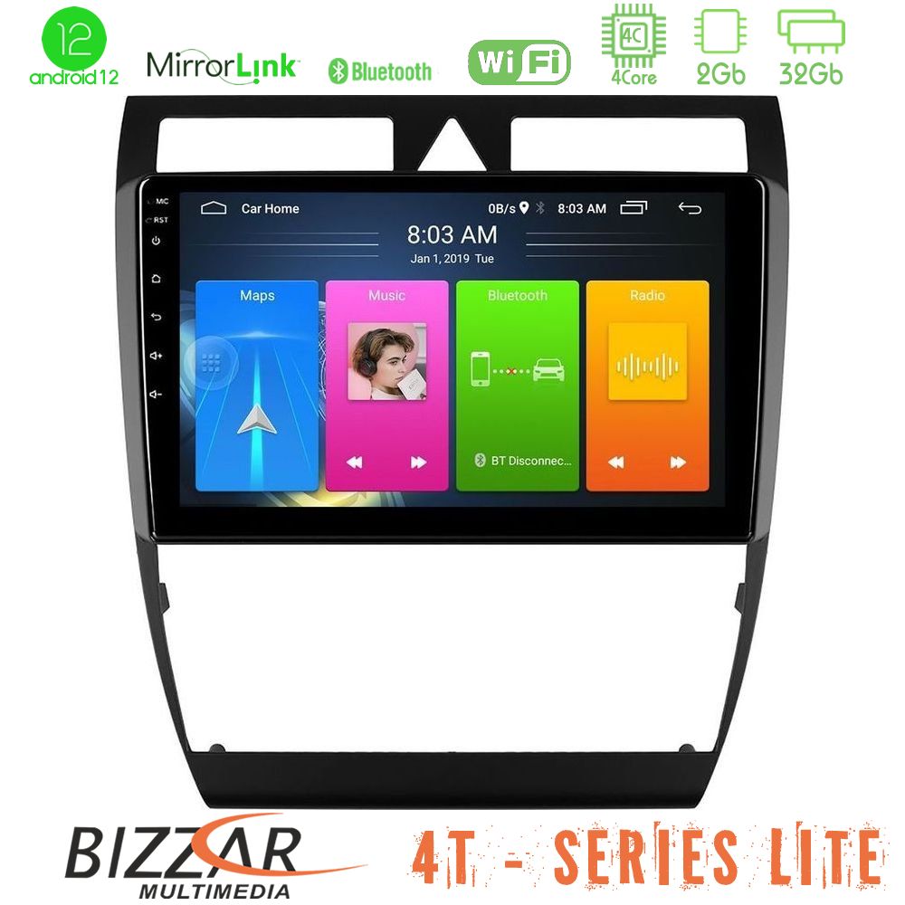 Bizzar 4t Series Audi a6 (C5) 1997-2004 4core Android12 2+32gb Navigation Multimedia Tablet 9 u-lvb-Au0857