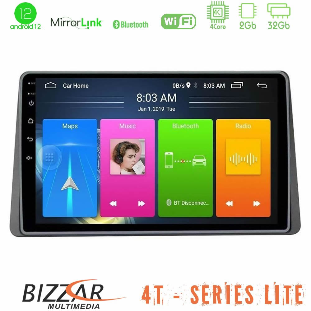 Bizzar 4t Series Dacia Duster 2019-&Gt; 4core Android12 2+32gb Navigation Multimedia Tablet 9 u-lvb-Dc0628