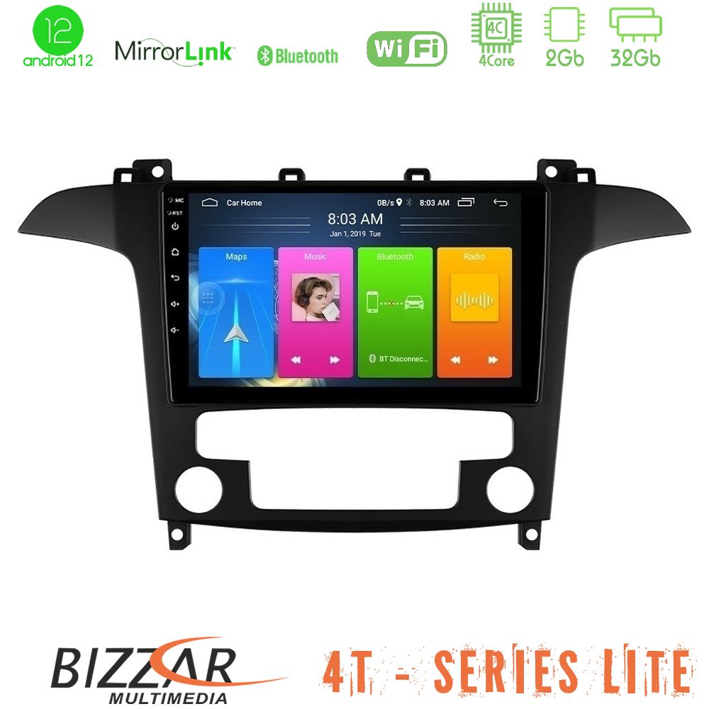 Bizzar 4t Series Ford s-max 2006-2012 4core Android12 2+32gb Navigation Multimedia Tablet 9 u-lvb-Fd409