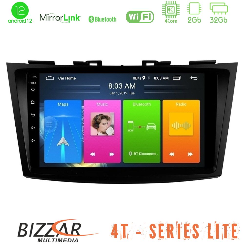 Bizzar 4t Series Suzuki Swift 2011-2016 4core Android12 2+32gb Navigation Multimedia Tablet 9 u-lvb-Sz523