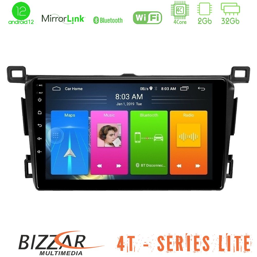 Bizzar 4t Series Toyota Rav4 2013-2018 4core Android12 2+32gb Navigation Multimedia Tablet 9 u-lvb-Ty0435