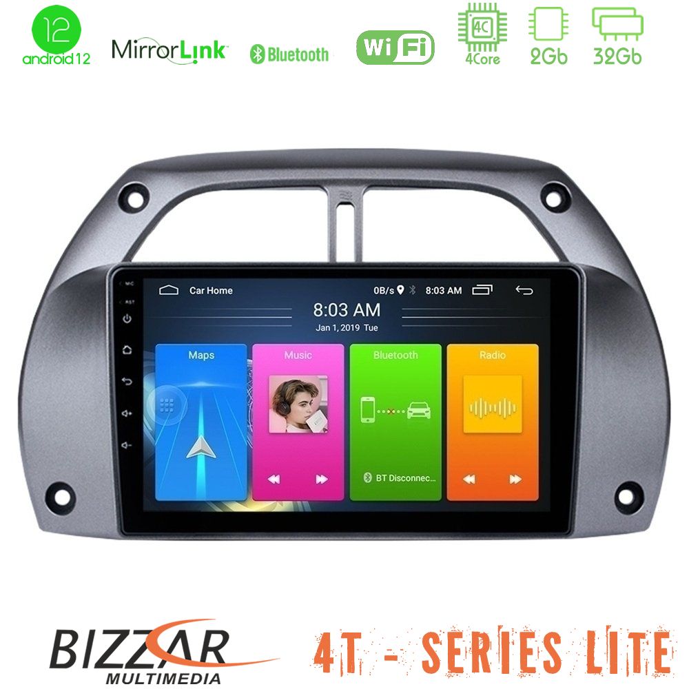 Bizzar 4t Series Toyota Rav4 2001 - 2006 4core Android12 2+32gb Navigation Multimedia Tablet 9 u-lvb-Ty0953