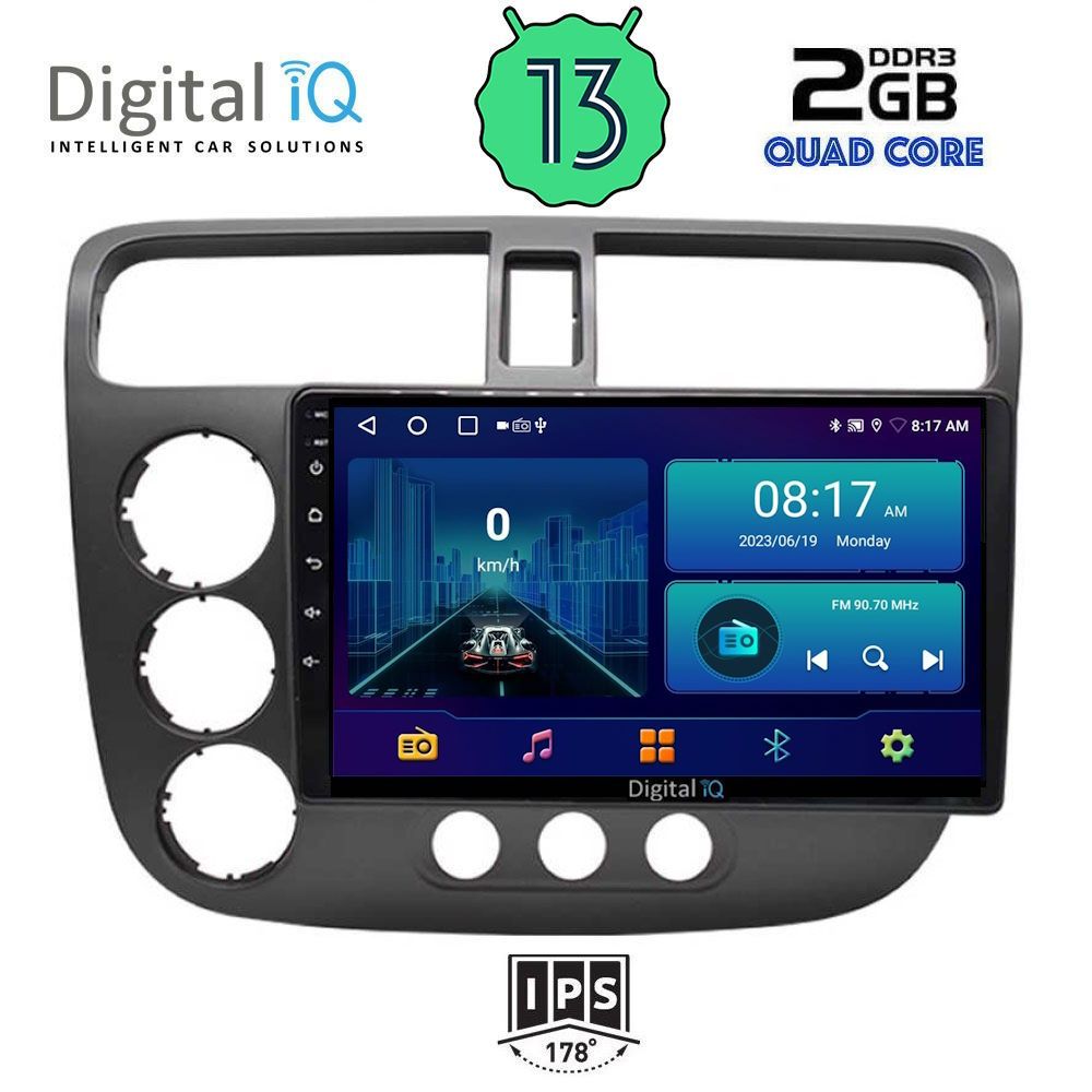 DIGITAL IQ BXB 1187_GPS (9inc) MULTIMEDIA TABLET OEM HONDA CIVIC 4D mod. 2001-2006