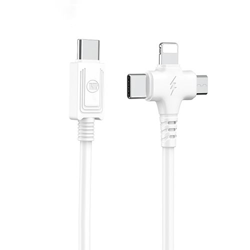 LAMTECH 3 IN 1 CHARGING TYPE-C CABLE TO TYPE-C/LIGHTNING/MICRO USB 1M WHITE