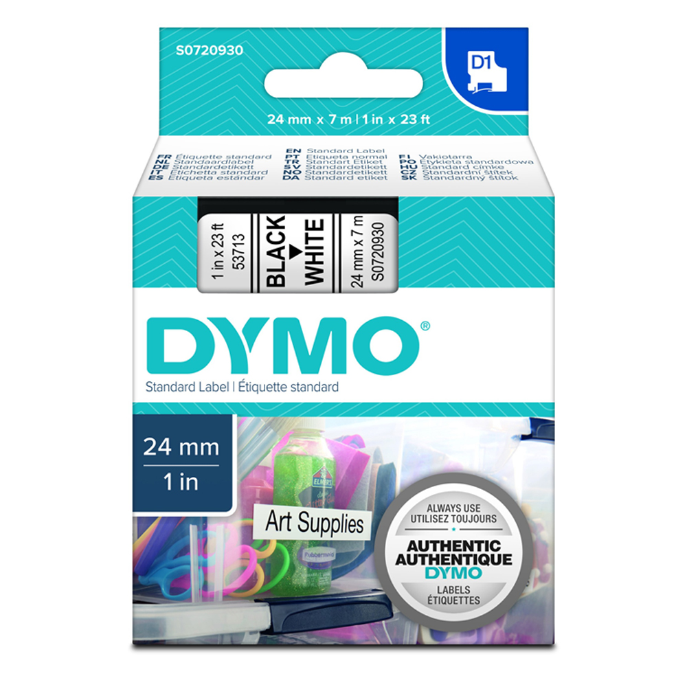 Ταινία Ετικετογράφου DYMO Standard 53710 24 mm x 7 m (Μαύρα Γράμματα σε Διάφανο Φόντο) (S0720920) (DYMO53710)